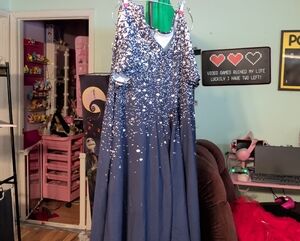 SHEIN Navy and White Women's Dress